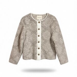 NWT Faux Shearling Button Front Lucky Brand Jacket Taupe Small Easter Spring